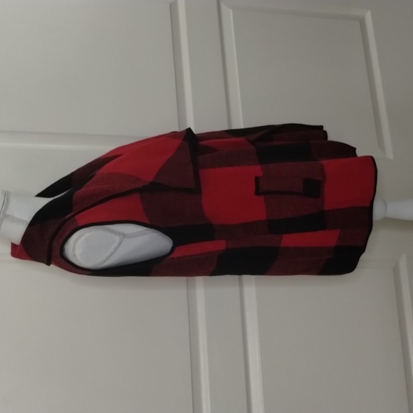 ETWO women's medium red/black plaid big collar vest w/pockets - Picture 3 of 9